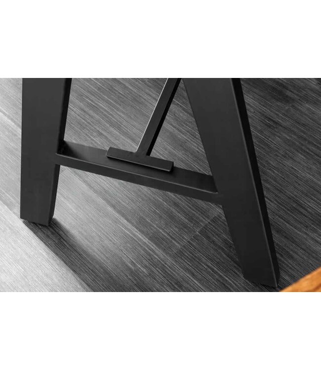 Invicta Interior Massief houten bartafel MAMMUT 120cm natuurlijke acaciaboom rand metaal zwart met voetsteun - 43672
