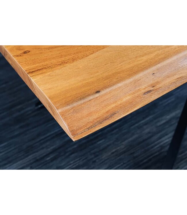 Invicta Interior Massief houten salontafel MAMMUT 110 cm acaciazwart 3,5 cm tafelblad boomrand - 44059