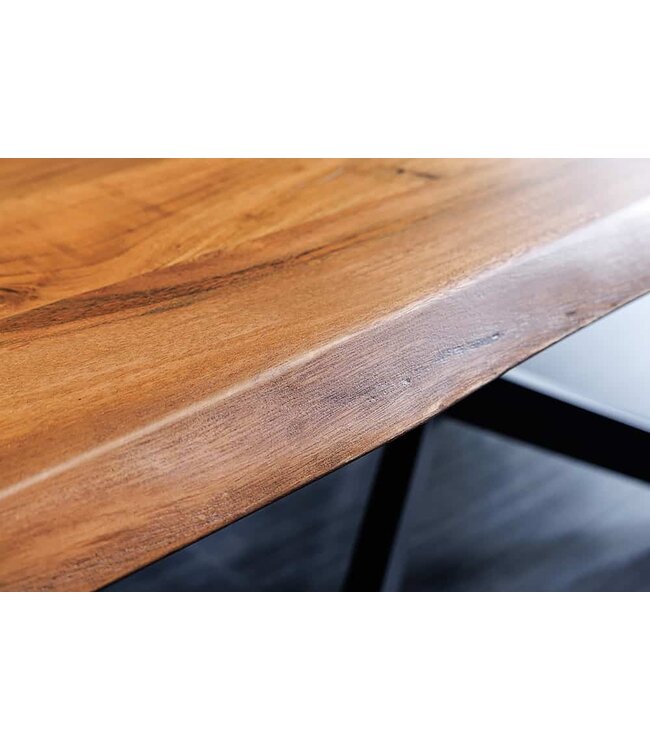 Invicta Interior Massief houten salontafel MAMMUT 110 cm acaciazwart 3,5 cm tafelblad boomrand - 44059