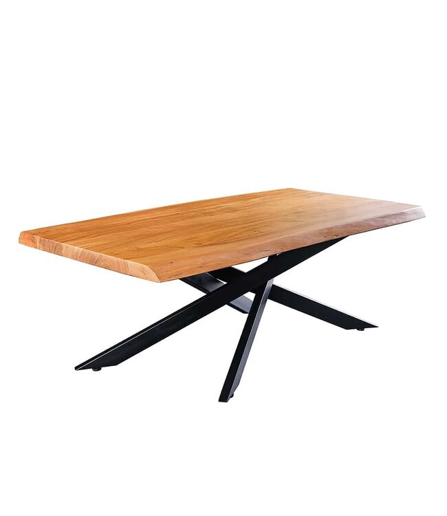 Invicta Interior Massief houten salontafel MAMMUT 110 cm acaciazwart 3,5 cm tafelblad boomrand - 44059