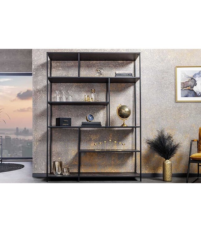 Invicta Interior Moderne boekenkast SLIM LINE 185x135cm grafiet metalen frame - 44322