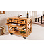Invicta Interior Industriële barkast BODEGA 86 cm mangohouten serveerwagen met wijnrek - 42379