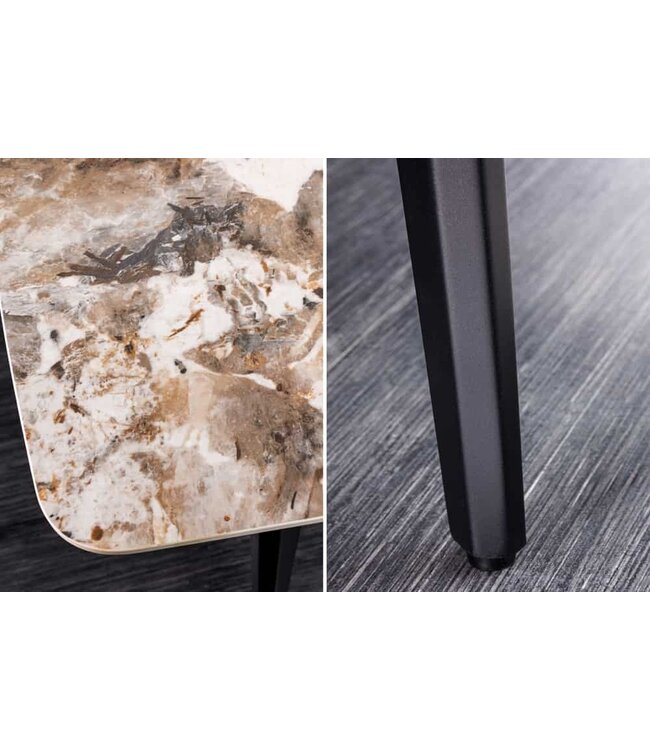 Invicta Interior Eettafel MILANO 160cm wit Pandora keramiek zwart metalen onderstel - 44232