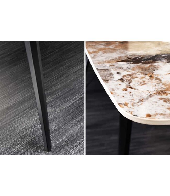 Invicta Interior Eettafel MILANO 160cm wit Pandora keramiek zwart metalen onderstel - 44232