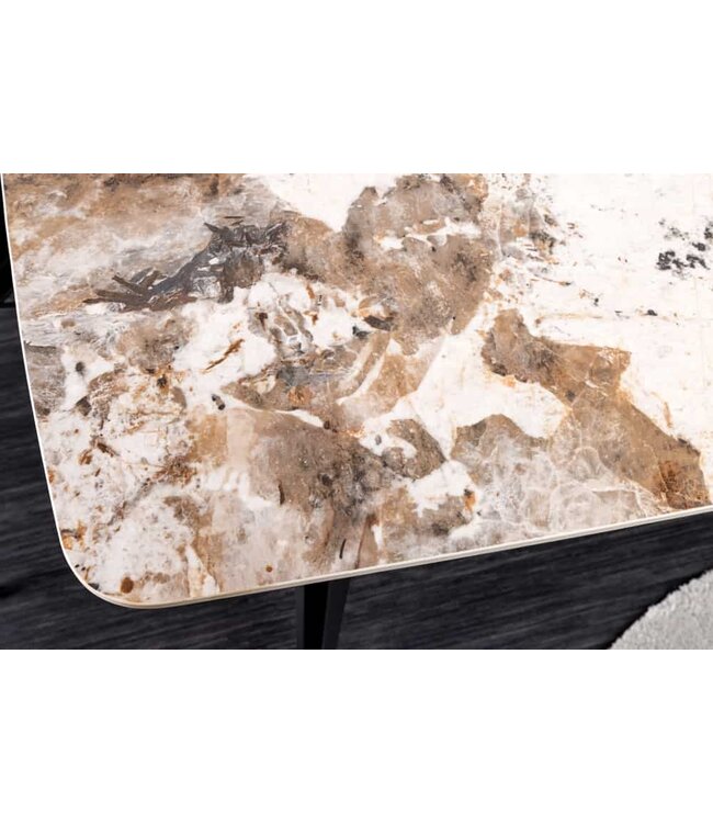 Invicta Interior Eettafel MILANO 160cm wit Pandora keramiek zwart metalen onderstel - 44232