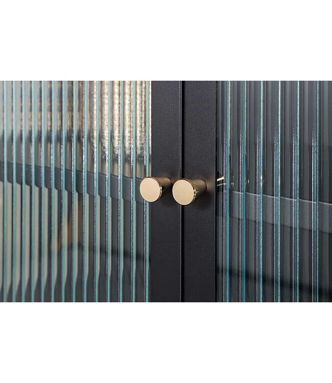 Invicta Interior Moderne vitrinekast PARIS 180 cm zwart goud dammen glazen metalen highboard kast - 43330