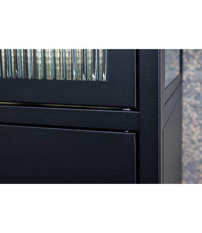 Invicta Interior Moderne vitrinekast PARIS 180 cm zwart goud dammen glazen metalen highboard kast - 43330