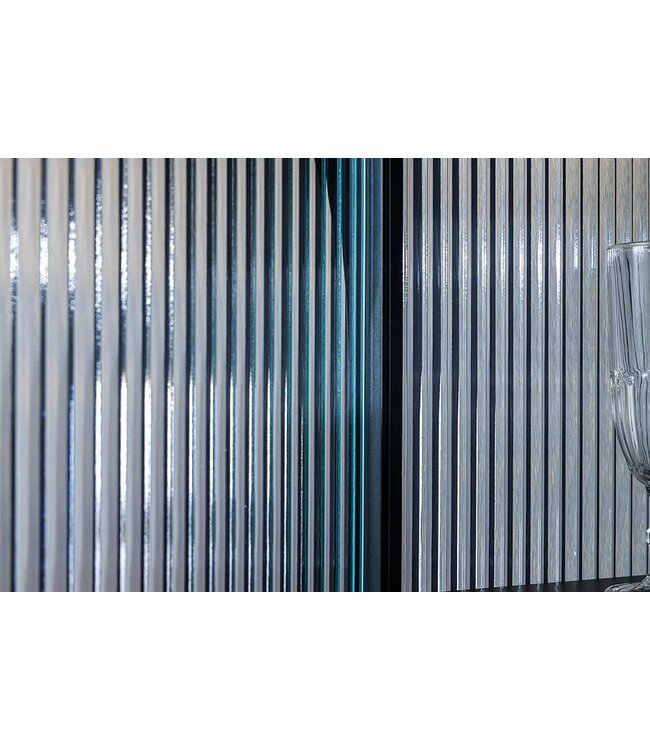 Invicta Interior Moderne vitrinekast PARIS 180 cm zwart goud dammen glazen metalen highboard kast - 43330