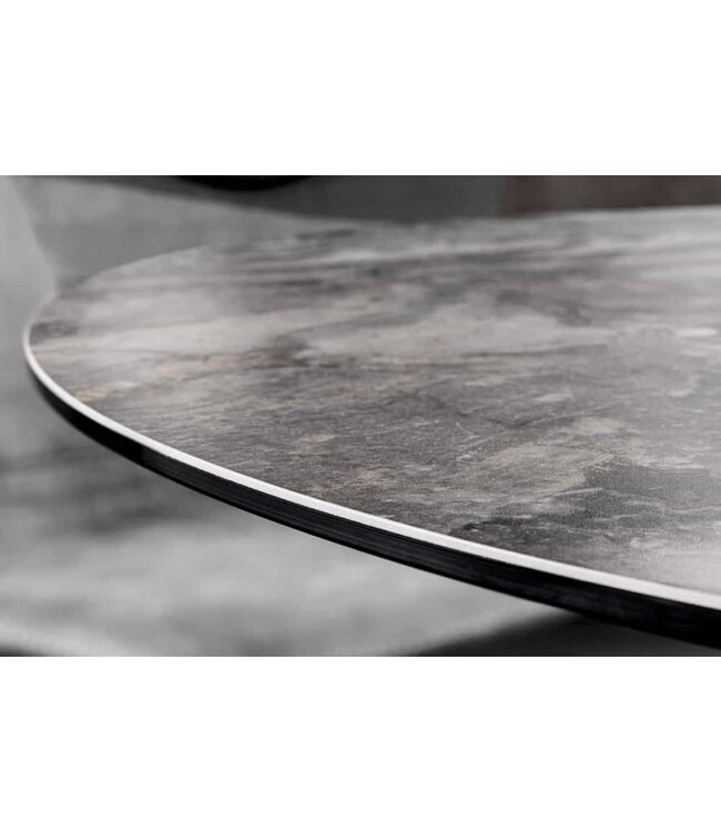 Invicta Interior Ronde eettafel ALPINE 120cm taupe keramiek zwart metalen onderstel - 44229