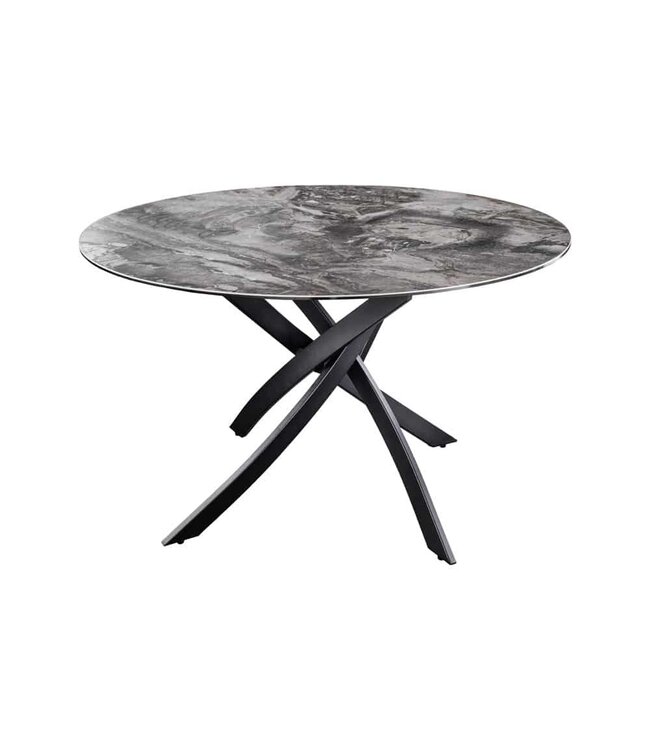 Invicta Interior Ronde eettafel ALPINE 120cm taupe keramiek zwart metalen onderstel - 44229