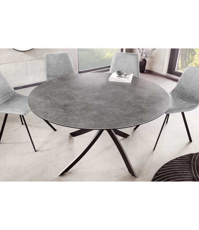 Invicta Interior Ronde eettafel ALPINE 120cm antraciet keramiek zwart metalen frame - 44231