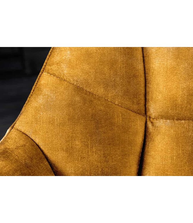 Invicta Interior Eetkamerbank PAPILLON 165cm mosterdgeel fluweel met rugleuningen zwart metalen frame - 44527