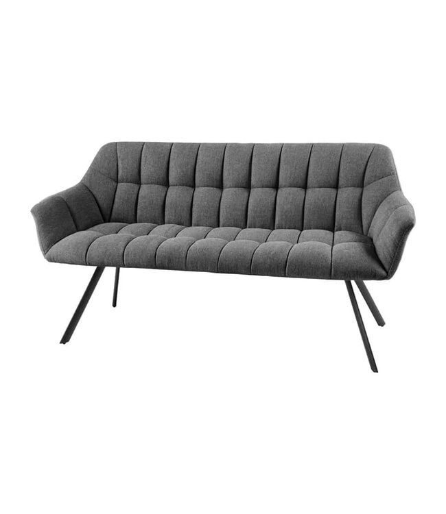 Invicta Interior Eetkamerbank PAPILLON 165cm antraciet flatweave met rugleuningen zwart metalen frame - 44529