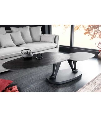 Invicta Interior Design salontafel MOVEMENT zwart grijs rond draaibaar keramisch metalen frame - 44235