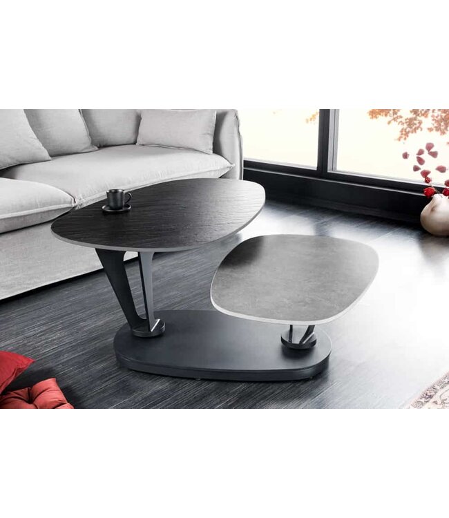 Invicta Interior Design salontafel MOVEMENT zwart grijs rond draaibaar keramisch metalen frame - 44235
