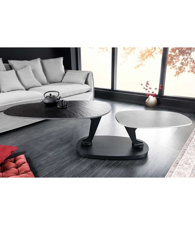 Invicta Interior Design salontafel MOVEMENT zwart grijs rond draaibaar keramisch metalen frame - 44235