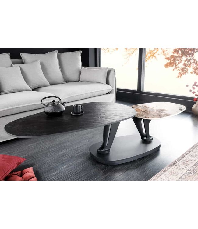 Invicta Interior Design salontafel MOVEMENT Zwarte ronde draaibare Pandora keramische metalen frame - 44234