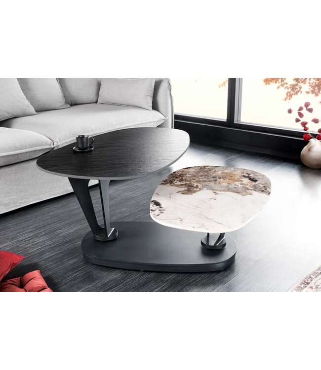 Invicta Interior Design salontafel MOVEMENT Zwarte ronde draaibare Pandora keramische metalen frame - 44234