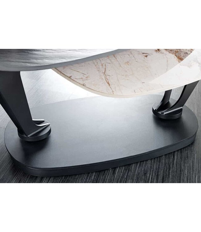 Invicta Interior Design salontafel MOVEMENT Zwarte ronde draaibare Pandora keramische metalen frame - 44234