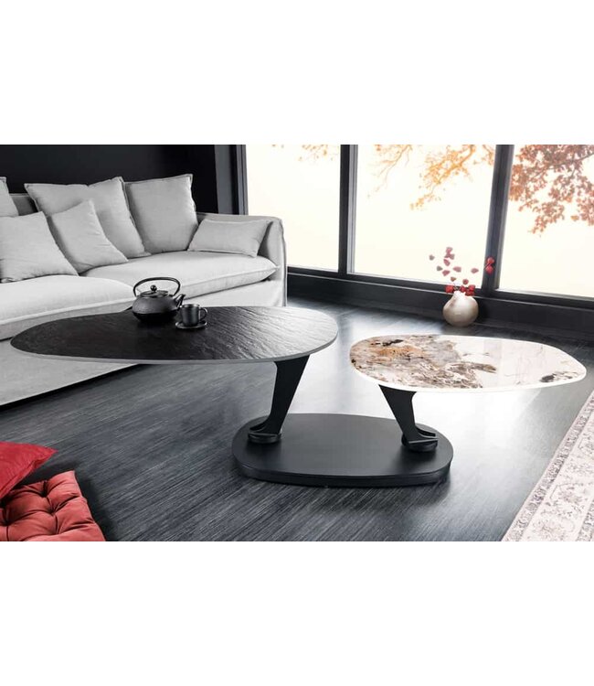 Invicta Interior Design salontafel MOVEMENT Zwarte ronde draaibare Pandora keramische metalen frame - 44234