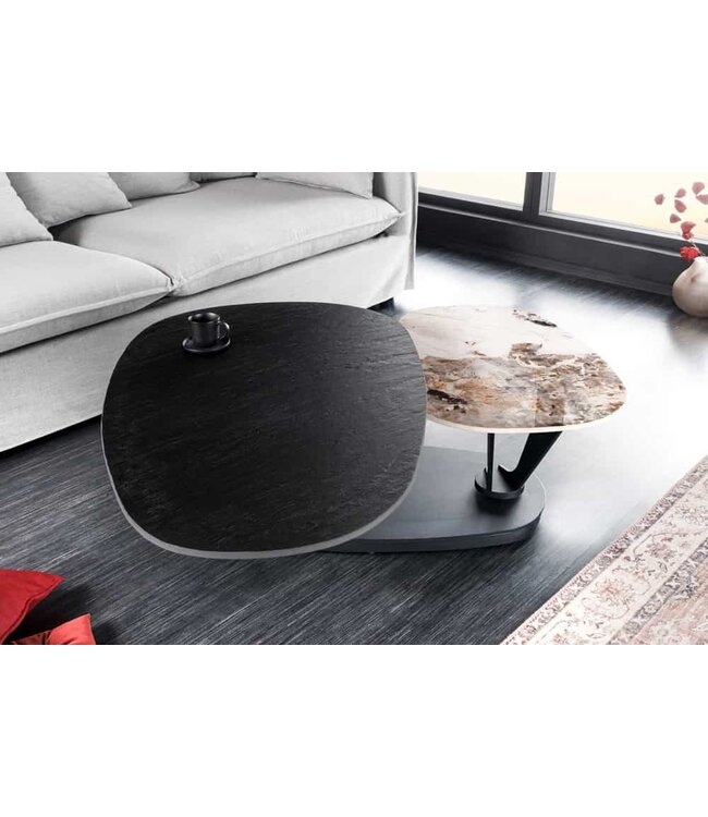 Invicta Interior Design salontafel MOVEMENT Zwarte ronde draaibare Pandora keramische metalen frame - 44234