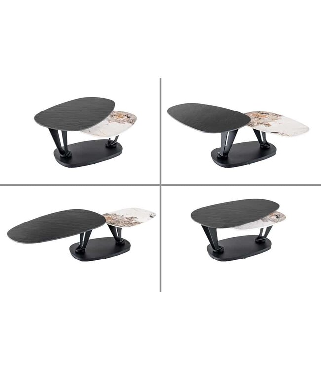 Invicta Interior Design salontafel MOVEMENT Zwarte ronde draaibare Pandora keramische metalen frame - 44234