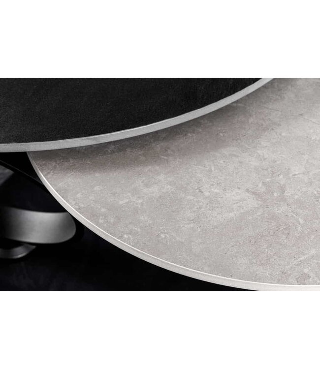 Invicta Interior Design Salontafel DANCING RINGS Zwart Grijs Rond Draaibaar Keramisch Metaal - 44316