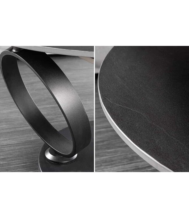 Invicta Interior Design Salontafel DANCING RINGS Zwart Grijs Rond Draaibaar Keramisch Metaal - 44316