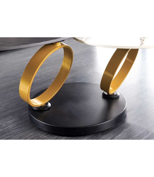 Invicta Interior Design Salontafel DANCING RINGS Zwart Ronde Draaibaar Pandora Keramiek Zwart Metaal - 44317