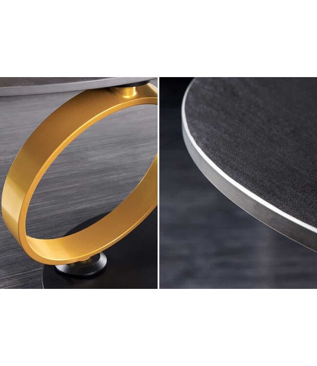 Invicta Interior Design Salontafel DANCING RINGS Zwart Ronde Draaibaar Pandora Keramiek Zwart Metaal - 44317