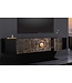 Invicta Interior Hangende TV lowboard GOLDEN SUNSET 160cm mangohout zwart met 3D houtsnijwerk goud handgemaakt - 44250