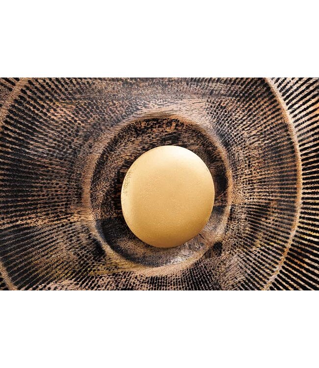 Invicta Interior Hangende TV lowboard GOLDEN SUNSET 160cm mangohout zwart met 3D houtsnijwerk goud handgemaakt - 44250