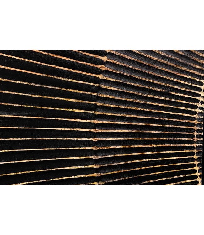 Invicta Interior Hangende TV lowboard GOLDEN SUNSET 160cm mangohout zwart met 3D houtsnijwerk goud handgemaakt - 44250