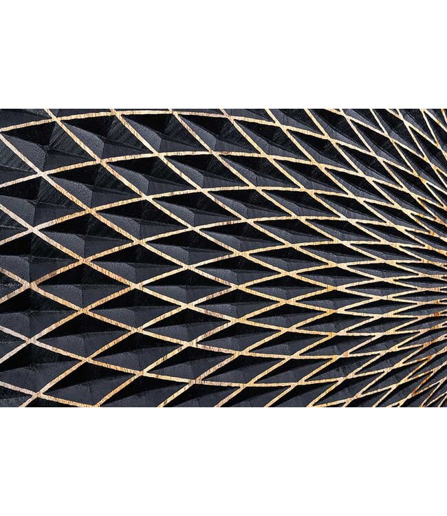 Invicta Interior Design Highboard ILLUSION 120cm zwart mangohout massief hout met 3D houtsnijwerk goud ijzer metalen frame - 44321