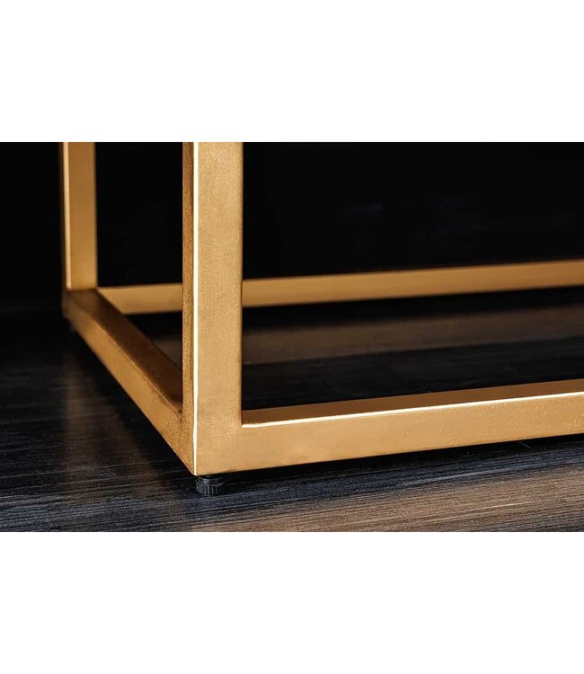 Invicta Interior Design Highboard ILLUSION 120cm zwart mangohout massief hout met 3D houtsnijwerk goud ijzer metalen frame - 44321