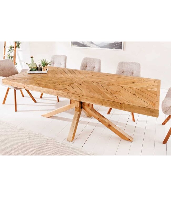 Invicta Interior Massief houten eettafel MOSAIK 160 cm natuurlijk gerecycled grenenhouten sterframe - 44089