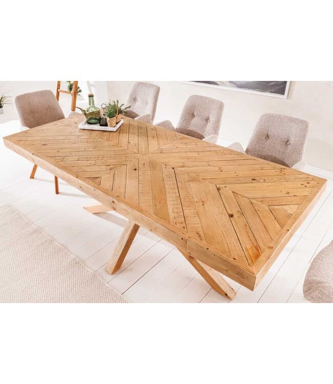 Invicta Interior Massief houten eettafel MOSAIC 160 cm natuurlijk grenenhout gerecycled sterframe - 44089