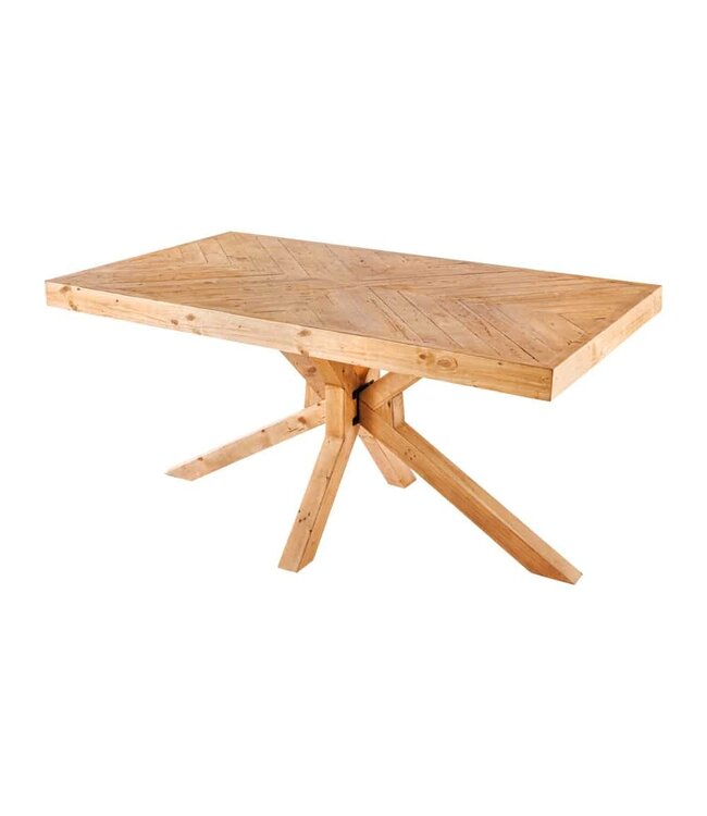 Invicta Interior Massief houten eettafel MOSAIC 160 cm natuurlijk grenenhout gerecycled sterframe - 44089