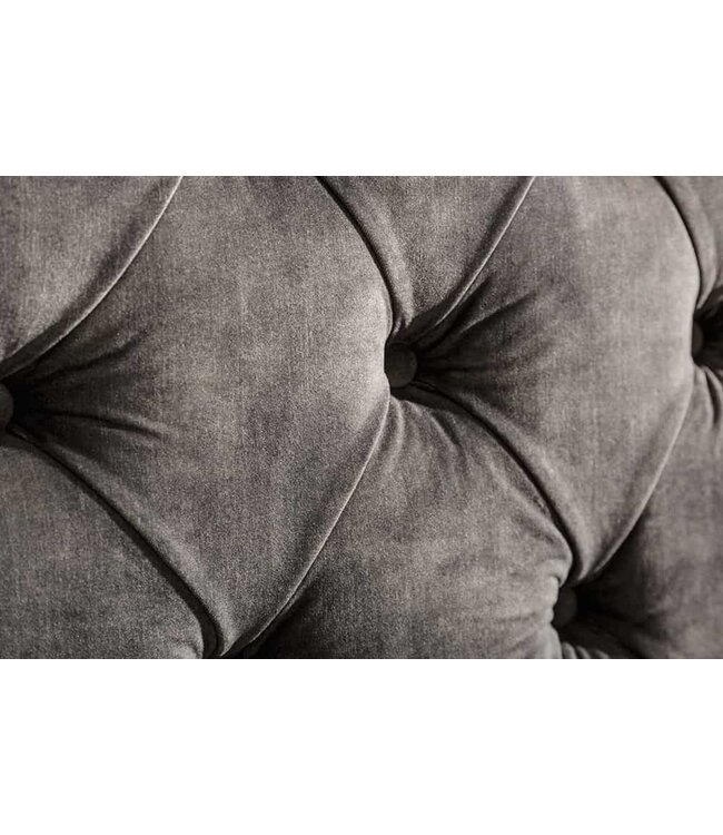 Invicta Interior Design tweepersoonsbed PARIS 160x200cm grijs fluweel Chesterfield gestoffeerd bed - 43537