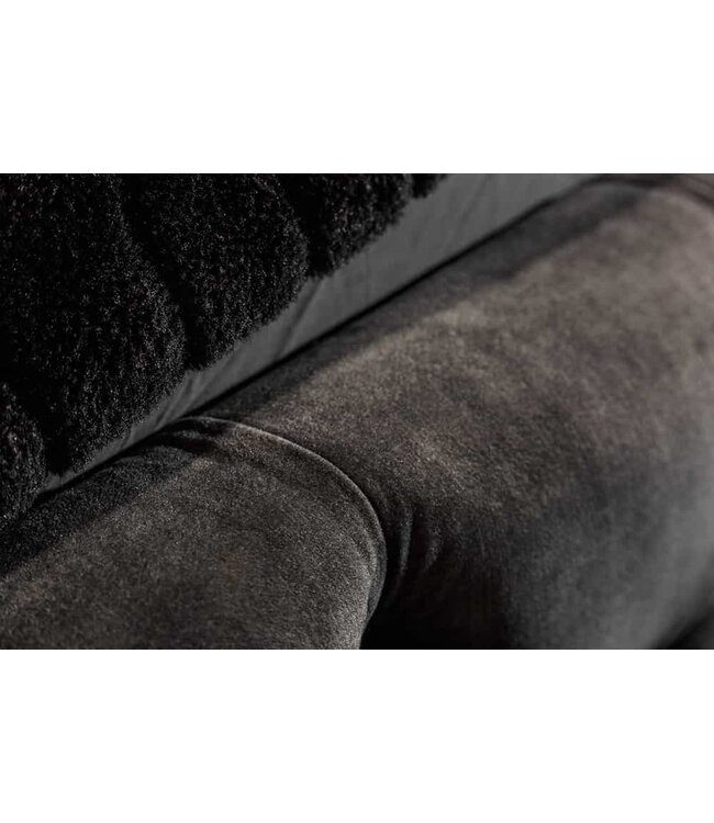 Invicta Interior Design tweepersoonsbed PARIS 160x200cm grijs fluweel Chesterfield gestoffeerd bed - 43537