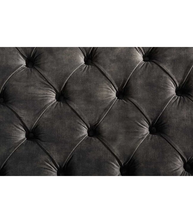 Invicta Interior Design tweepersoonsbed PARIS 160x200cm grijs fluweel Chesterfield gestoffeerd bed - 43537