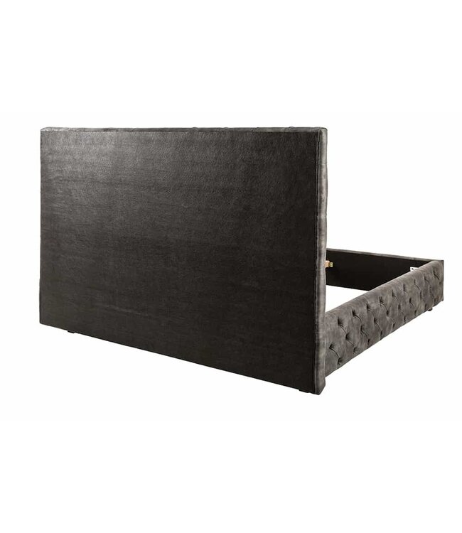 Invicta Interior Design tweepersoonsbed PARIS 160x200cm grijs fluweel Chesterfield gestoffeerd bed - 43537