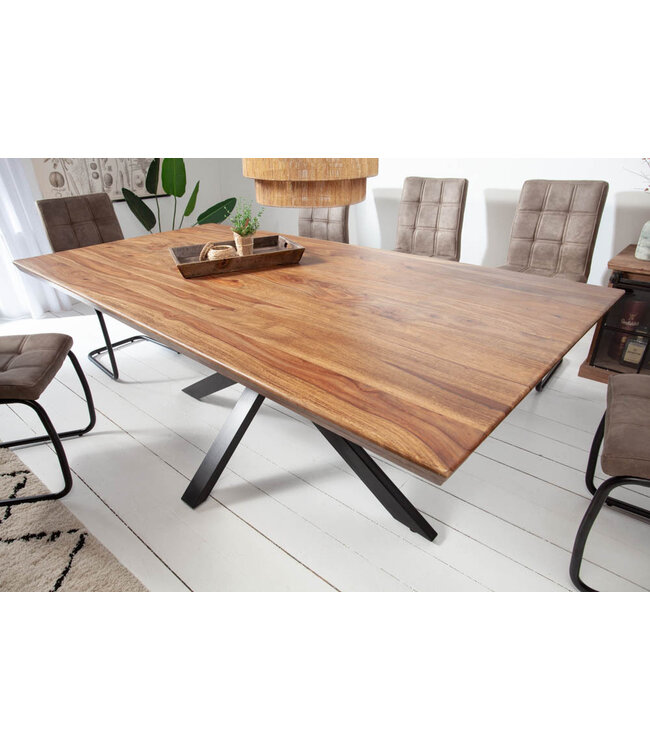 Invicta Interior Massief houten eettafel GALAXIE 180 cm bruin sheeshamsteen met sterframe metaal - 43933