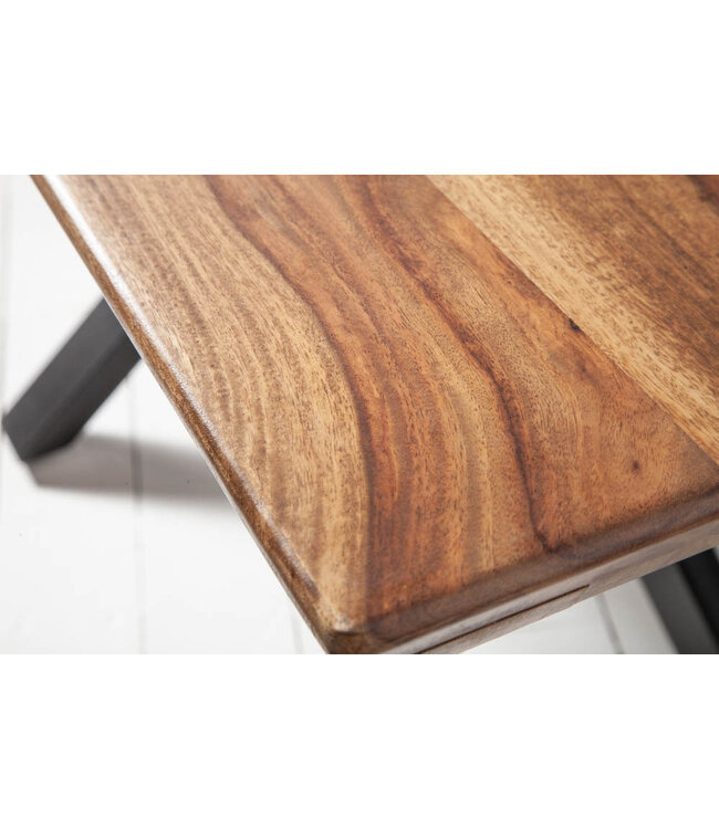 Invicta Interior Massief houten eettafel GALAXIE 180 cm bruin sheeshamsteen met sterframe metaal - 43933