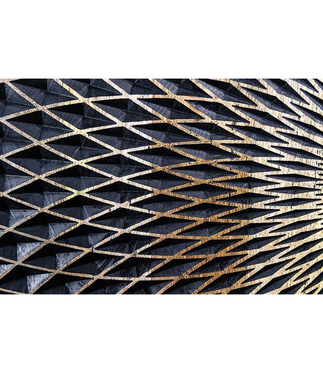 Invicta Interior Design dressoir ILLUSION 180cm zwart mangohout massief hout met 3D houtsnijwerk goud ijzer metalen frame - 44320