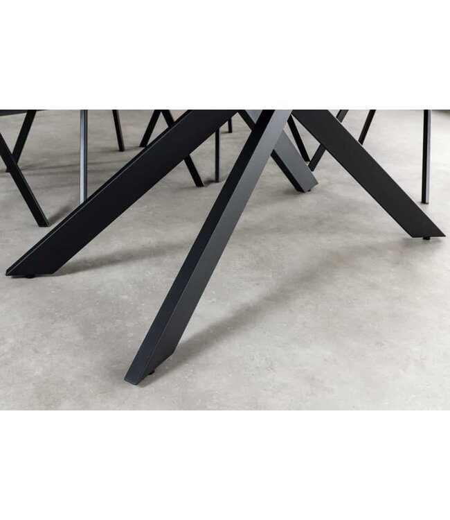 Invicta Interior Uitschuifbare eettafel ALPINE 160-200cm antraciet keramiek zwart metalen frame - 43845