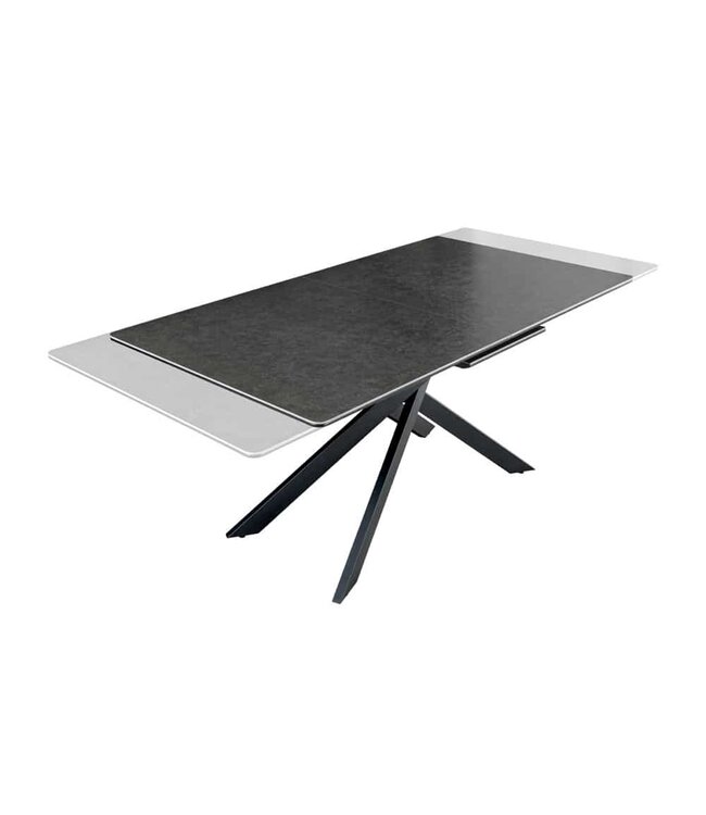 Invicta Interior Uitschuifbare eettafel ALPINE 160-200cm antraciet keramiek zwart metalen frame - 43845