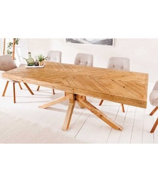 Invicta Interior Massief houten eettafel MOSAIC 200cm natuurlijk grenenhout gerecycled sterframe - 44090