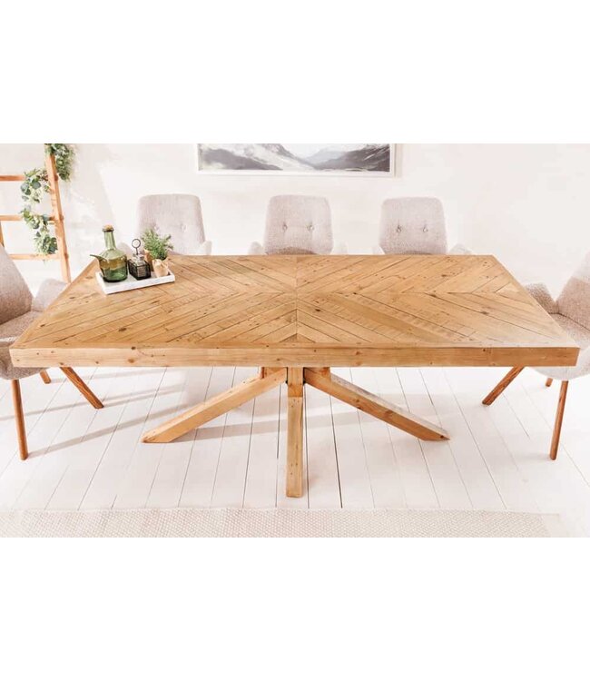 Invicta Interior Massief houten eettafel MOSAIC 200cm natuurlijk grenenhout gerecycled sterframe - 44090
