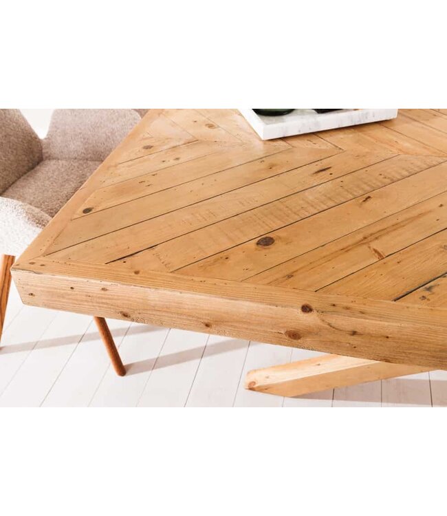 Invicta Interior Massief houten eettafel MOSAIC 200cm natuurlijk grenenhout gerecycled sterframe - 44090